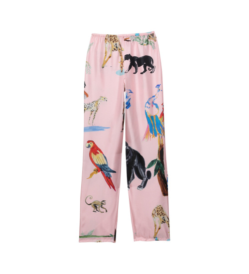 ANIMAL PINK PARTY SILK TROUSERS